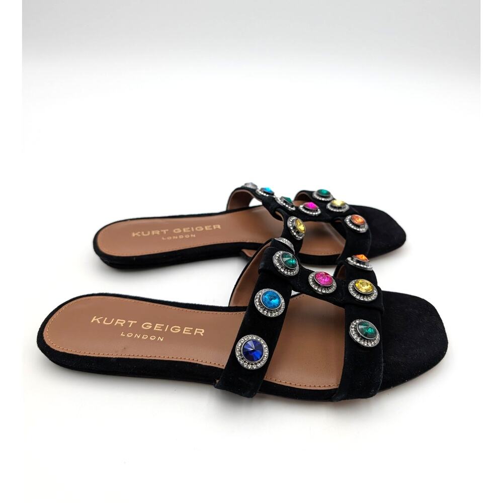 Kurt Geiger Octavia Slip-On Flat Sandals Open Toe Women's Black Size US6 EU36 - Picture 3 of 10